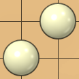 2x2 area with two diagonally adjacent white stones and two empty points