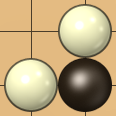 2x2 area with two diagonally adjacent white stones and one black stone